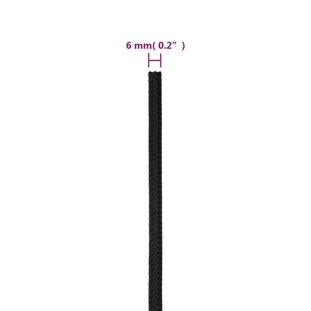 Boottouw 6 mm 25 m polypropeen zwart