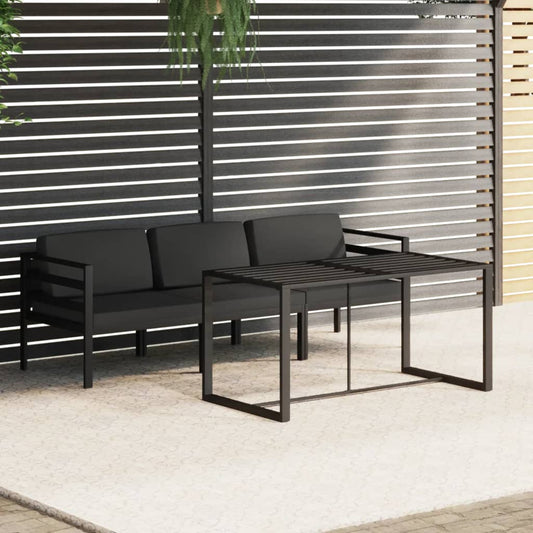 4-delige Loungeset met kussens aluminium antracietkleurig Tuinsets | Creëer jouw Trendy Thuis | Gratis bezorgd & Retour | Trendy.nl