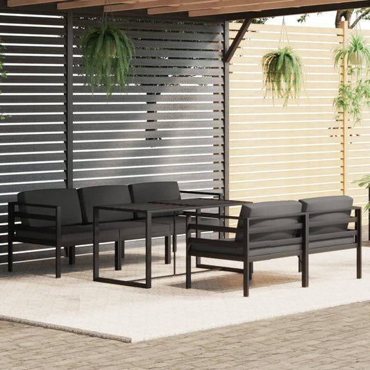 6-delige Loungeset met kussens aluminium antracietkleurig Tuinsets | Creëer jouw Trendy Thuis | Gratis bezorgd & Retour | Trendy.nl