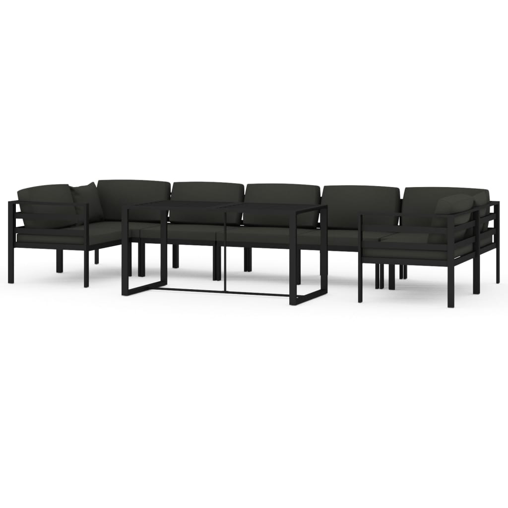 8-delige Loungeset met kussens aluminium antracietkleurig Tuinsets | Creëer jouw Trendy Thuis | Gratis bezorgd & Retour | Trendy.nl