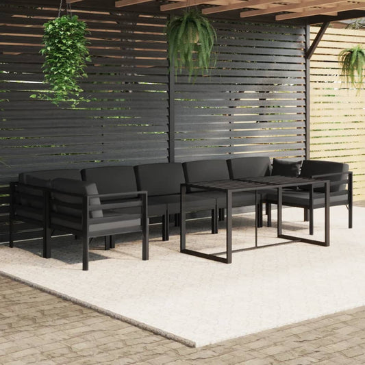 8-delige Loungeset met kussens aluminium antracietkleurig Tuinsets | Creëer jouw Trendy Thuis | Gratis bezorgd & Retour | Trendy.nl