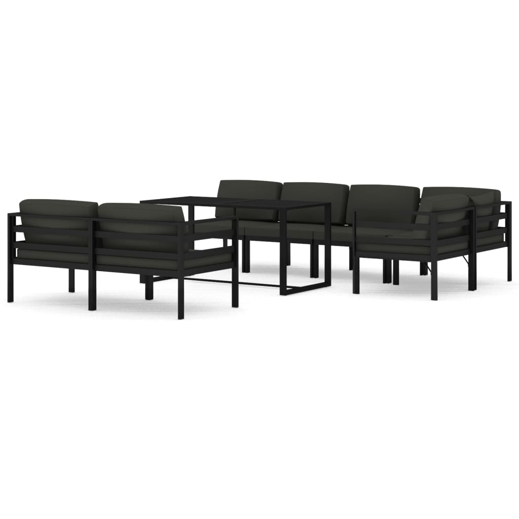 8-delige Loungeset met kussens aluminium antracietkleurig Tuinsets | Creëer jouw Trendy Thuis | Gratis bezorgd & Retour | Trendy.nl