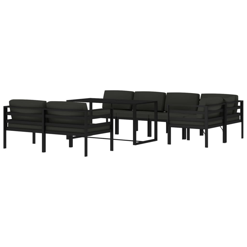 8-delige Loungeset met kussens aluminium antracietkleurig Tuinsets | Creëer jouw Trendy Thuis | Gratis bezorgd & Retour | Trendy.nl