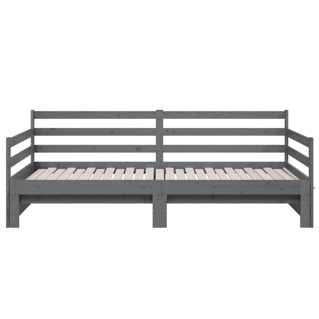 Slaapbank uitschuifbaar massief grenenhout grijs 2x(90x190) cm Bedden & bedframes | Creëer jouw Trendy Thuis | Gratis bezorgd & Retour | Trendy.nl