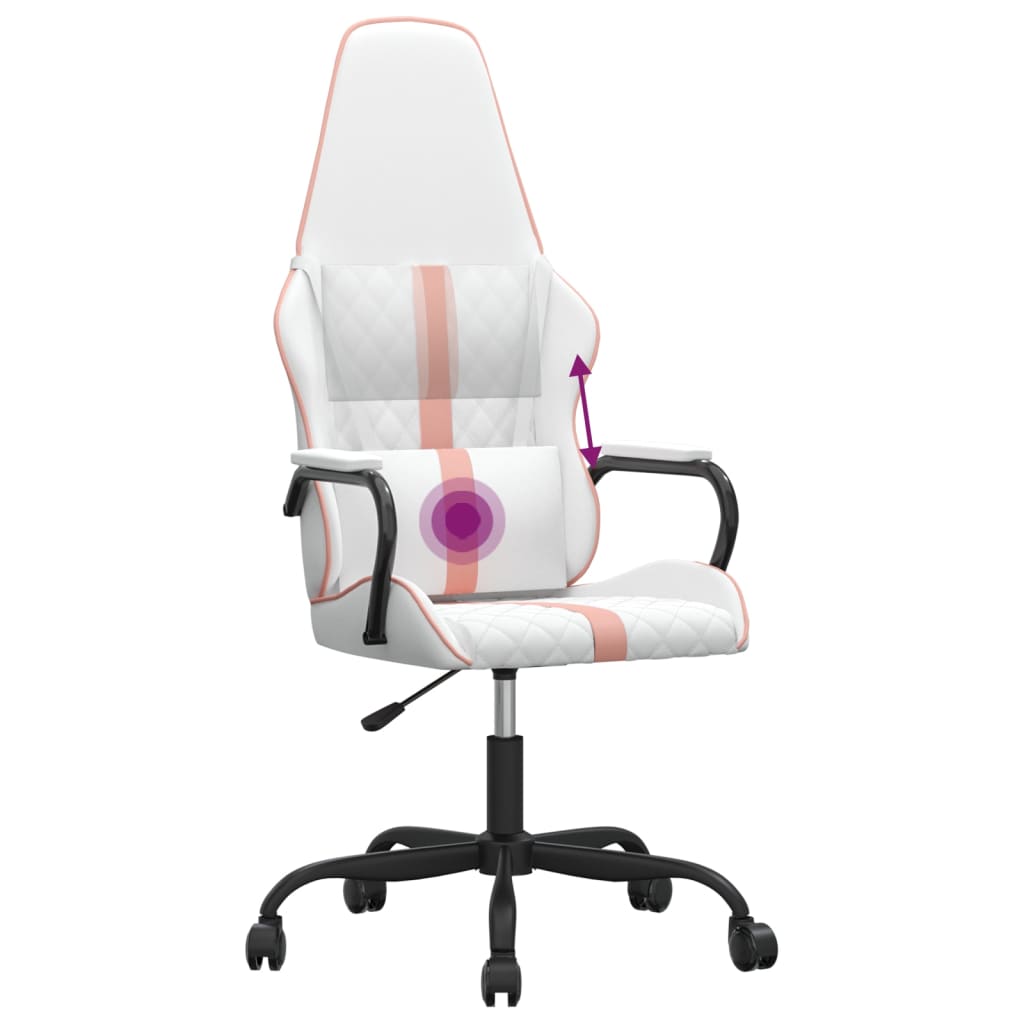 Massage gamestoel kunstleer wit en roze Gamestoelen | Creëer jouw Trendy Thuis | Gratis bezorgd & Retour | Trendy.nl