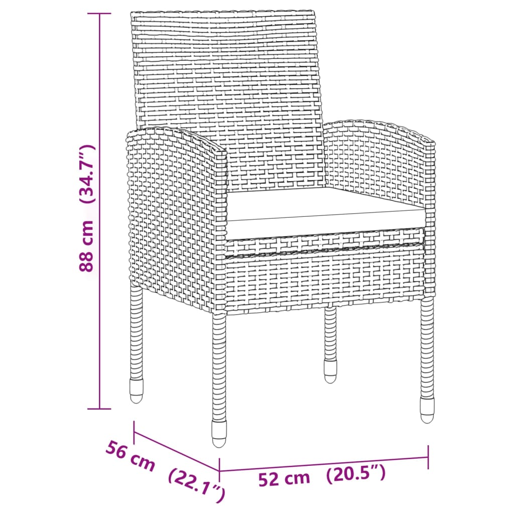 9-delige Tuinset poly rattan zwart