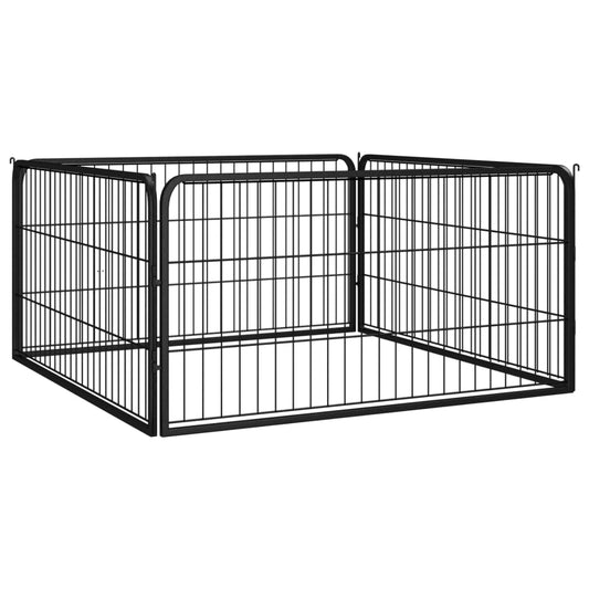 Hondenkennel 4 panelen 100x50 cm gepoedercoat staal zwart Hondenkennels & -rennen | Creëer jouw Trendy Thuis | Gratis bezorgd & Retour | Trendy.nl