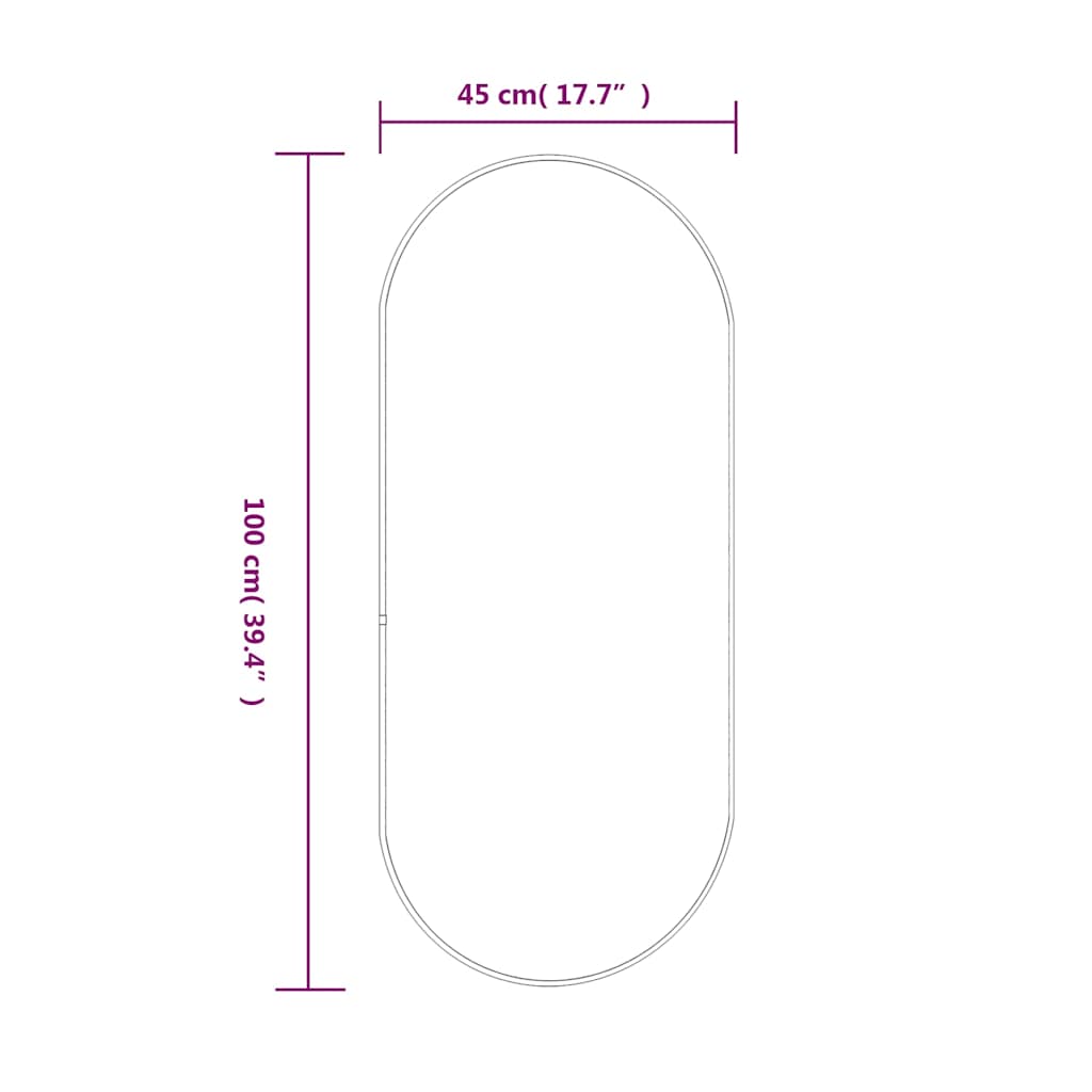 Wandspiegel 100x45 cm ovaal zilverkleurig