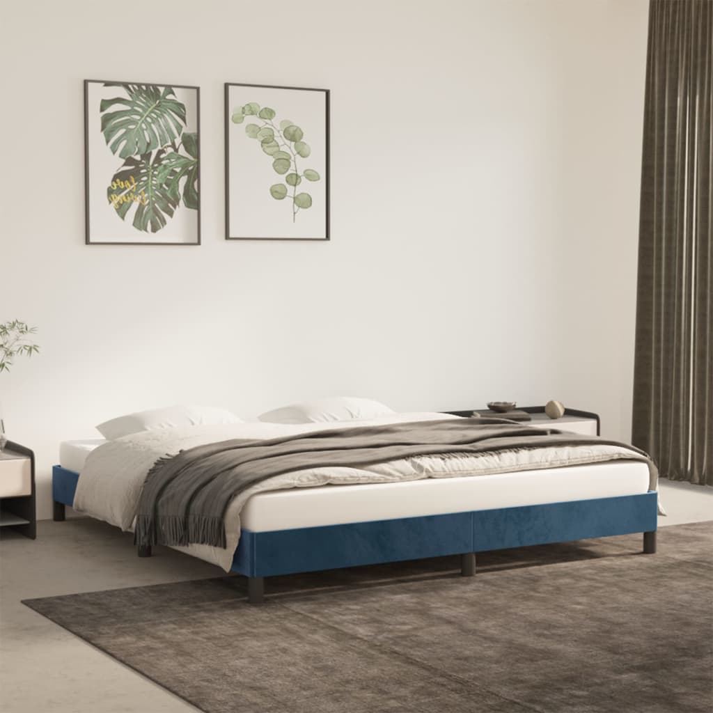 Bedframe fluweel donkerblauw 160x200 cm Bedden & bedframes | Creëer jouw Trendy Thuis | Gratis bezorgd & Retour | Trendy.nl