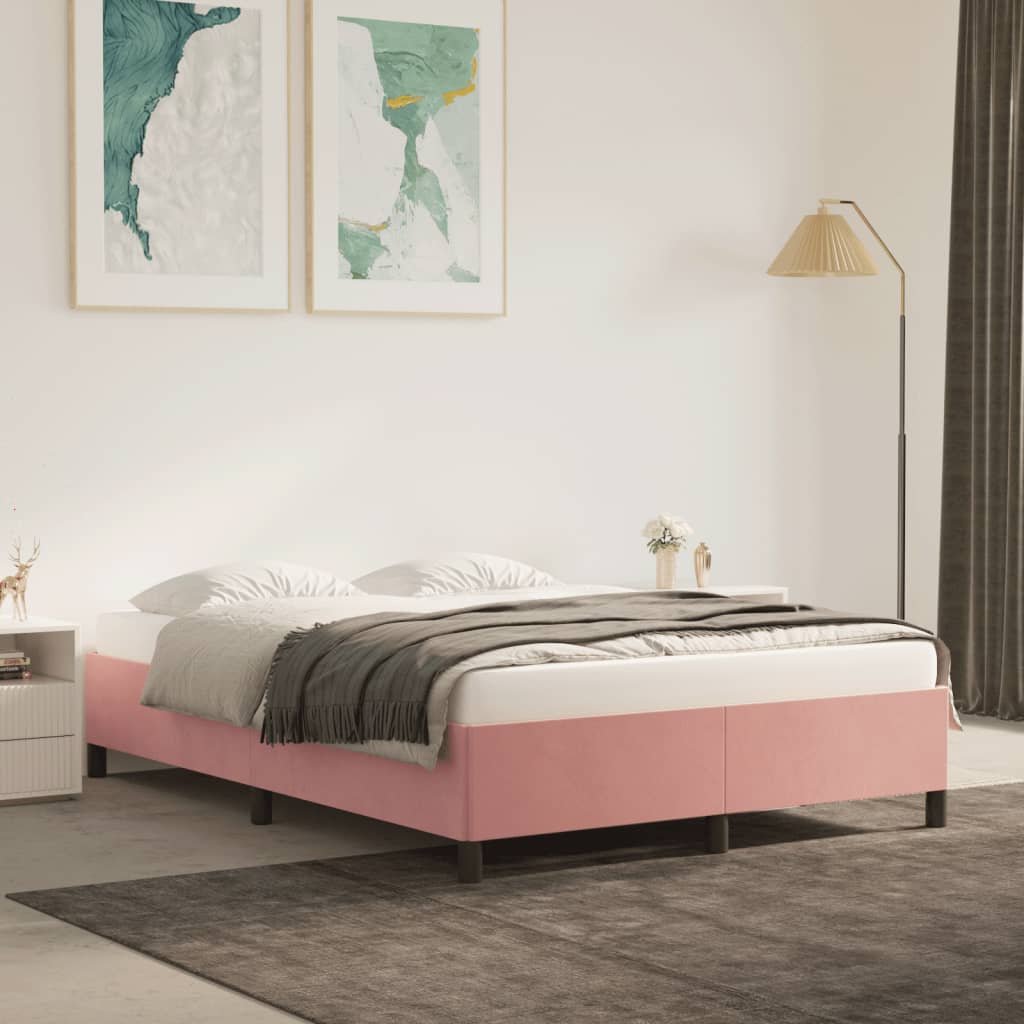 Bedframe fluweel roze 140x200 cm Bedden & bedframes | Creëer jouw Trendy Thuis | Gratis bezorgd & Retour | Trendy.nl