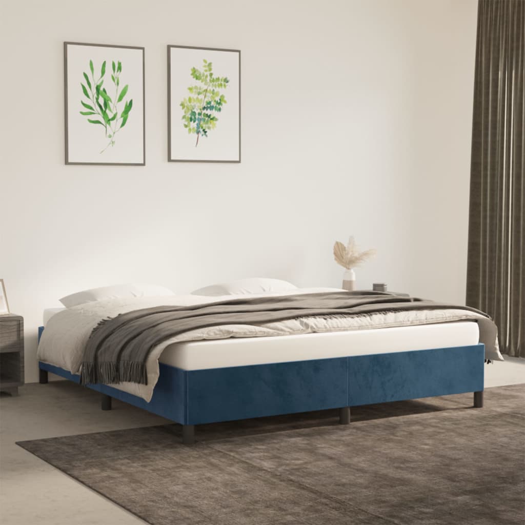 Bedframe fluweel donkerblauw 160x200 cm Bedden & bedframes | Creëer jouw Trendy Thuis | Gratis bezorgd & Retour | Trendy.nl