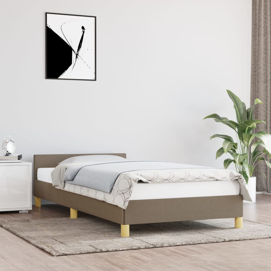 Bedframe met hoofdeinde stof taupe 90x190 cm Bedden & bedframes | Creëer jouw Trendy Thuis | Gratis bezorgd & Retour | Trendy.nl