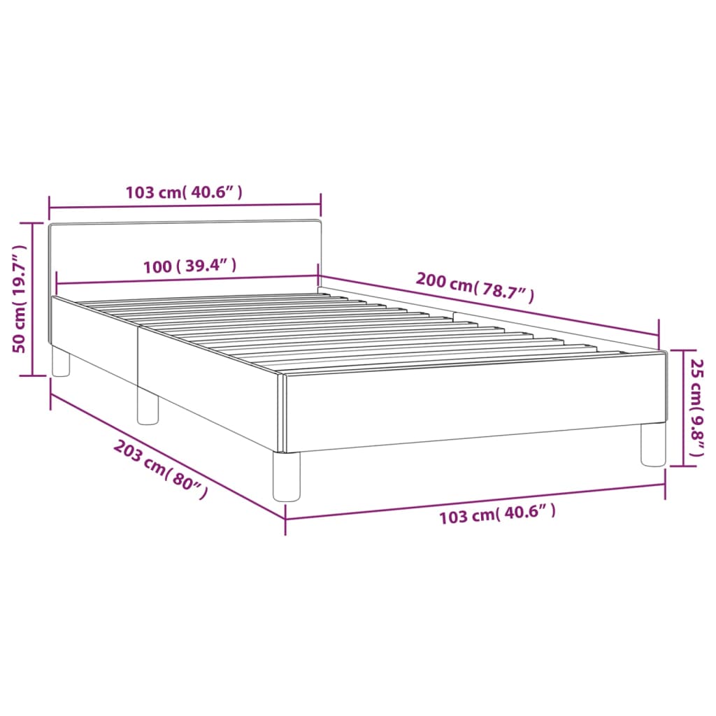 Bedframe met hoofdeinde stof lichtgrijs 100x200 cm Bedden & bedframes | Creëer jouw Trendy Thuis | Gratis bezorgd & Retour | Trendy.nl