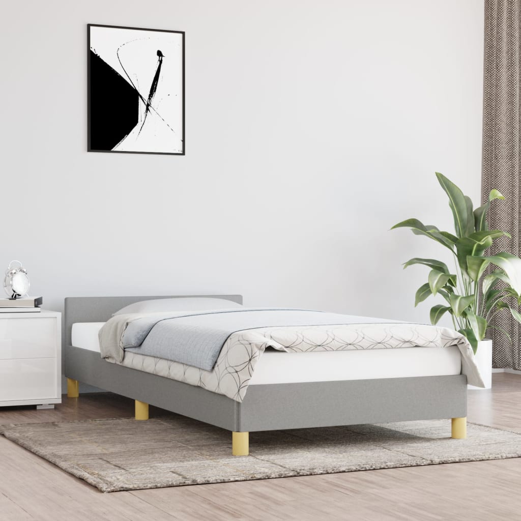 Bedframe met hoofdeinde stof lichtgrijs 100x200 cm Bedden & bedframes | Creëer jouw Trendy Thuis | Gratis bezorgd & Retour | Trendy.nl