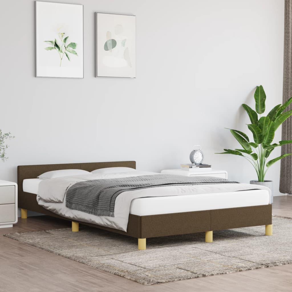 Bedframe met hoofdeinde stof donkerbruin 120x200 cm Bedden & bedframes | Creëer jouw Trendy Thuis | Gratis bezorgd & Retour | Trendy.nl