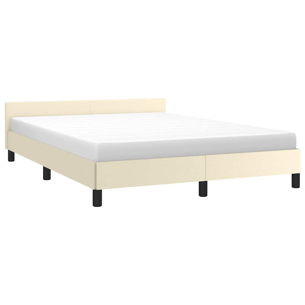 Bedframe met hoofdeinde zonder matras 140x190 cm crèmekleurig