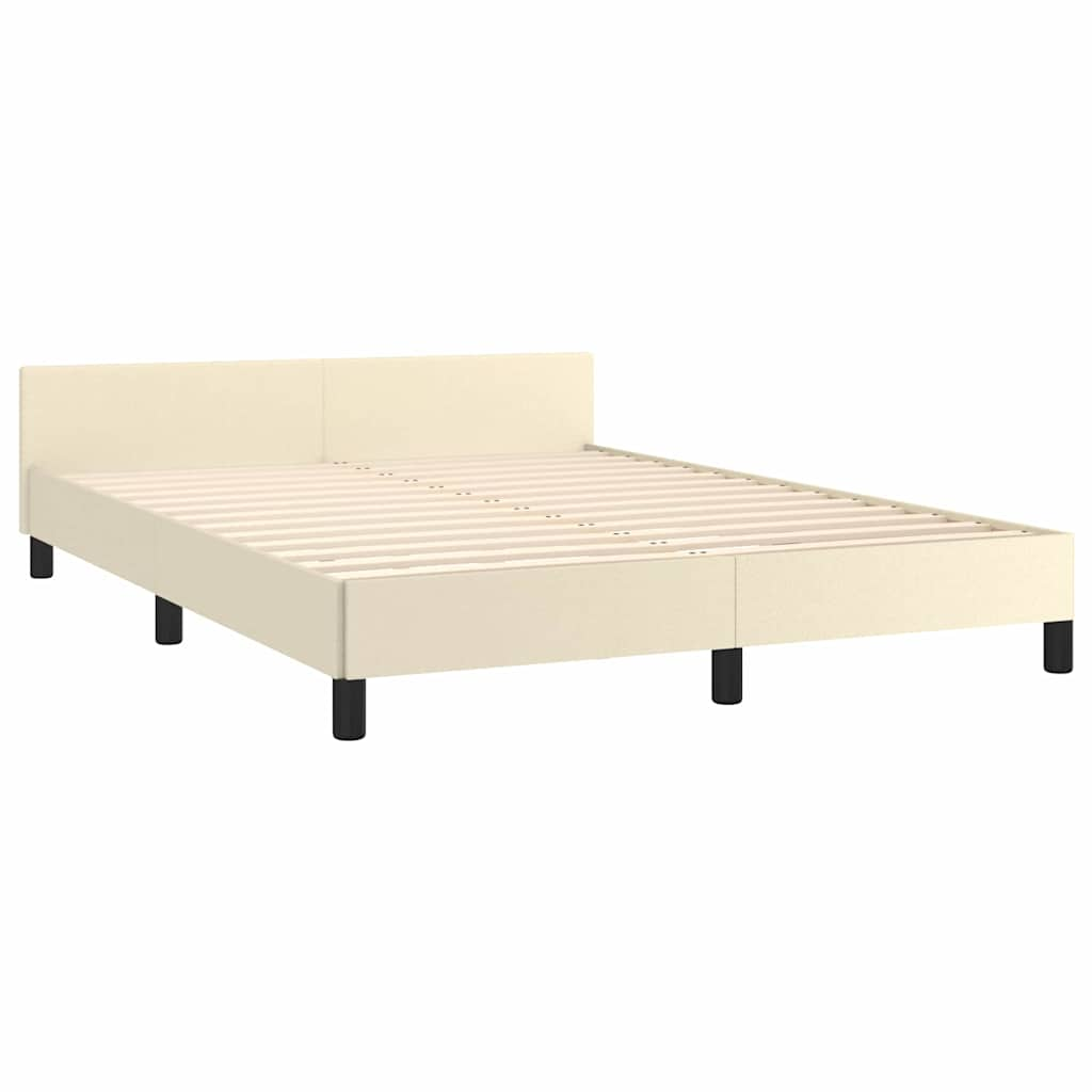 Bedframe met hoofdeinde zonder matras 140x190 cm crèmekleurig