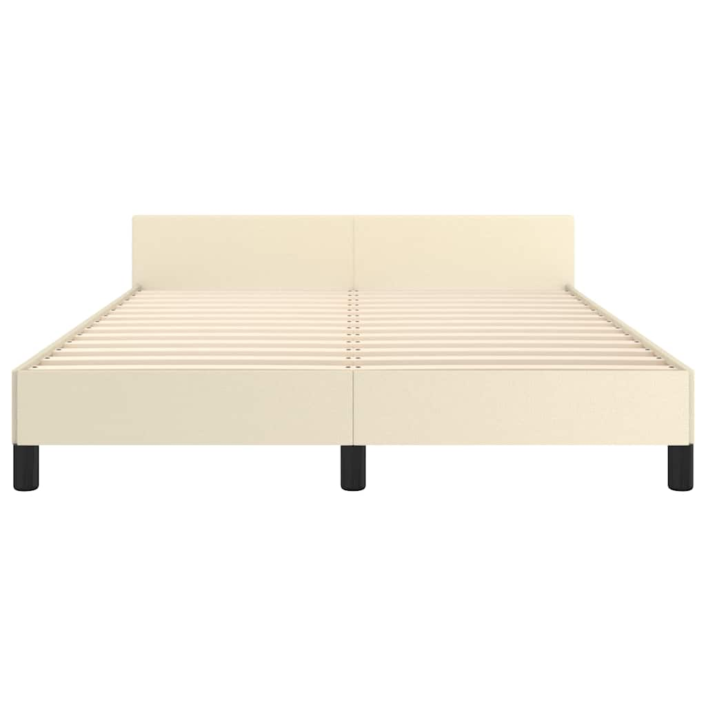 Bedframe met hoofdeinde zonder matras 140x190 cm crèmekleurig