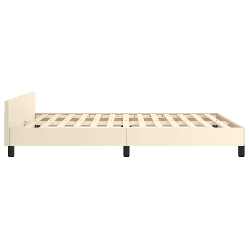 Bedframe met hoofdeinde zonder matras 140x190 cm crèmekleurig