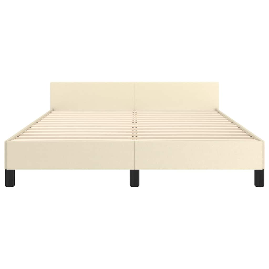 Bedframe met hoofdeinde zonder matras 140x200 cm crèmekleurig