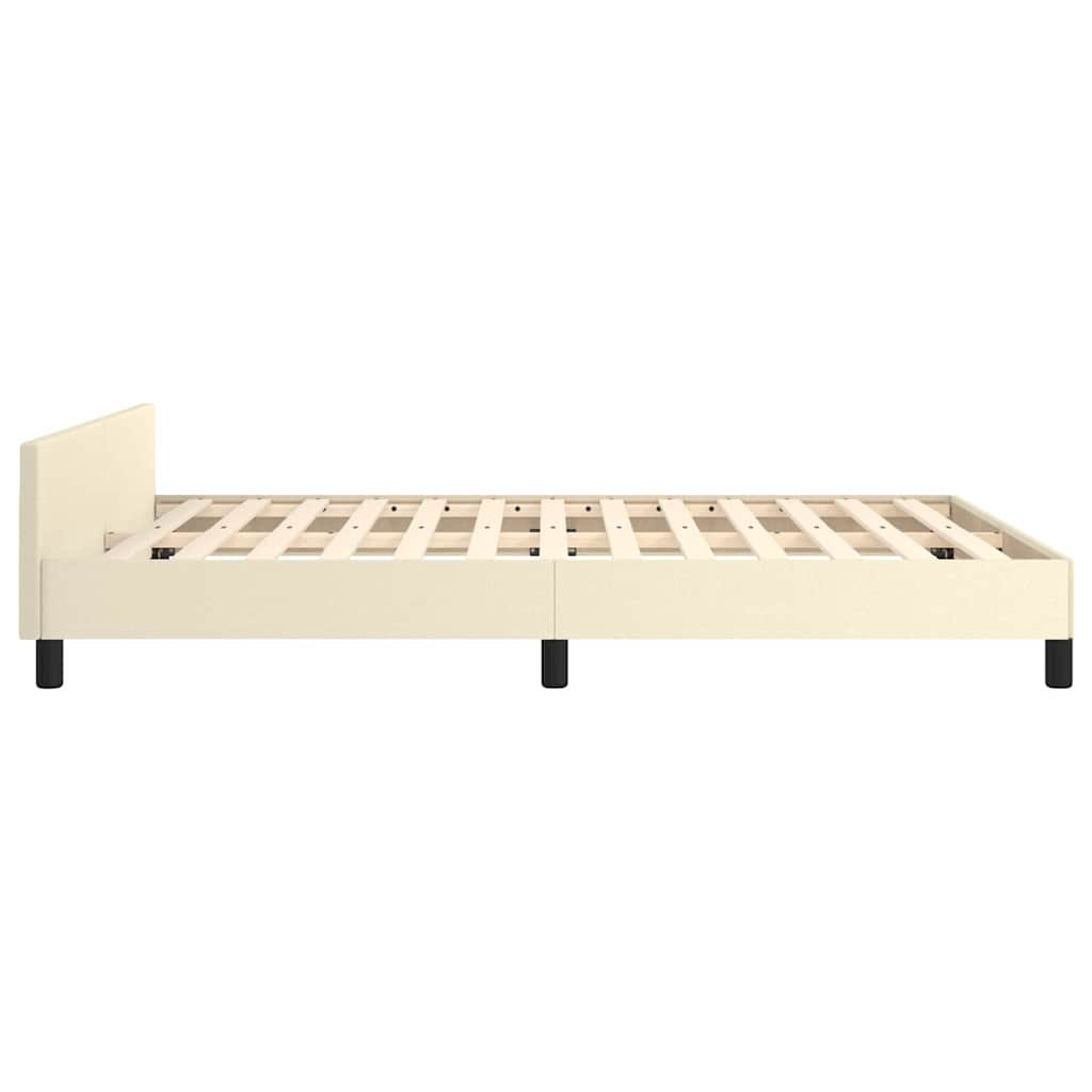 Bedframe met hoofdeinde zonder matras 140x200 cm crèmekleurig