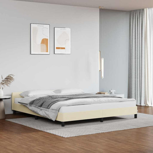 Bedframe met hoofdeinde zonder matras 160x200 cm crèmekleurig