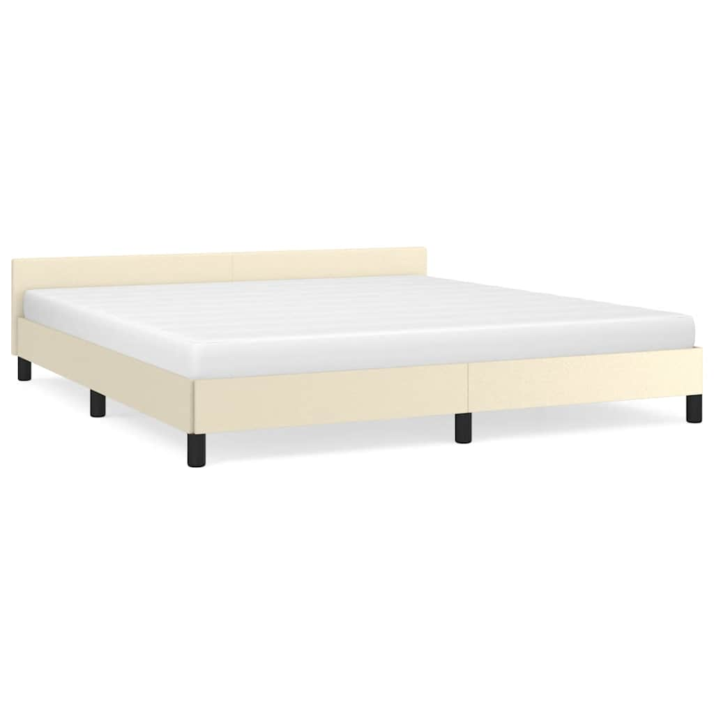 Bedframe met hoofdeinde zonder matras 180x200 cm crèmekleurig