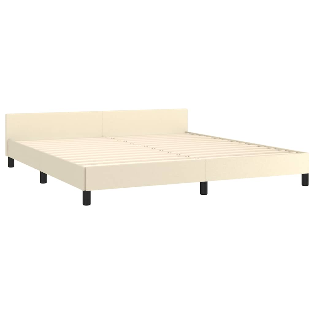 Bedframe met hoofdeinde zonder matras 180x200 cm crèmekleurig