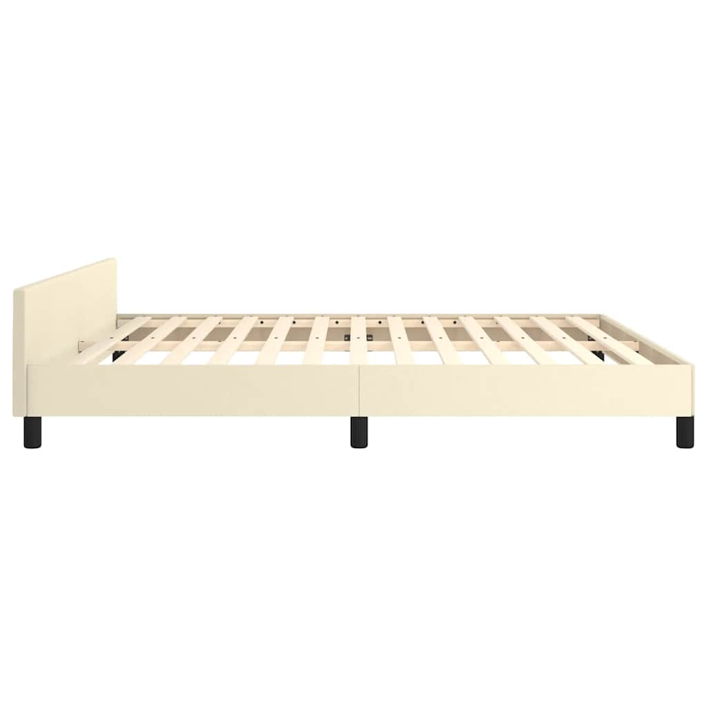 Bedframe met hoofdeinde zonder matras 180x200 cm crèmekleurig