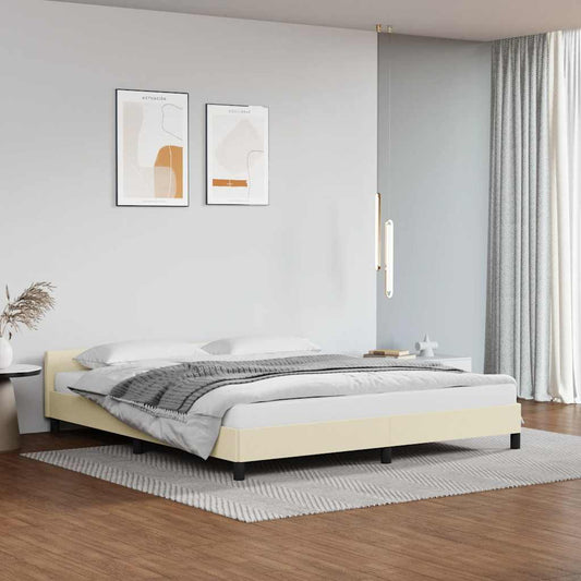 Bedframe met hoofdeinde zonder matras 180x200 cm crèmekleurig