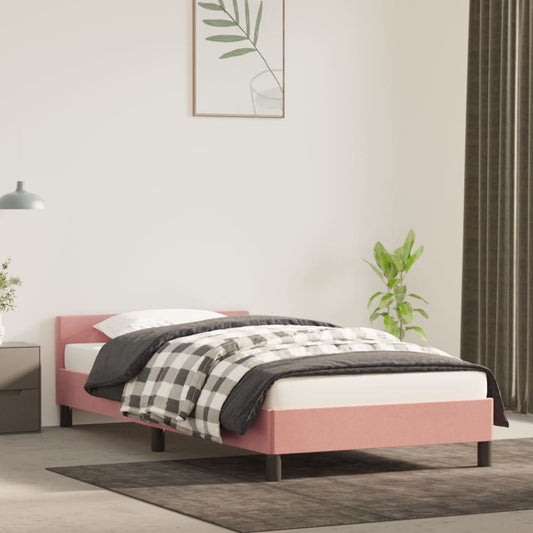 Bedframe met hoofdeinde fluweel roze 90x190 cm Bedden & bedframes | Creëer jouw Trendy Thuis | Gratis bezorgd & Retour | Trendy.nl