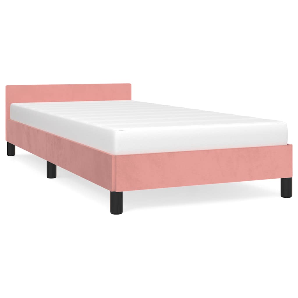 Bedframe met hoofdeinde zonder matras 90x200 cm fluweel roze