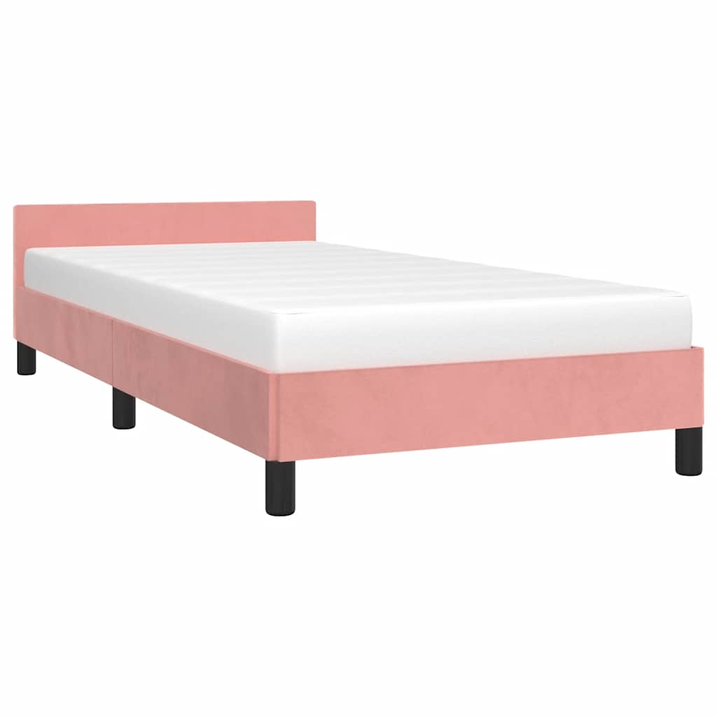 Bedframe met hoofdeinde zonder matras 90x200 cm fluweel roze