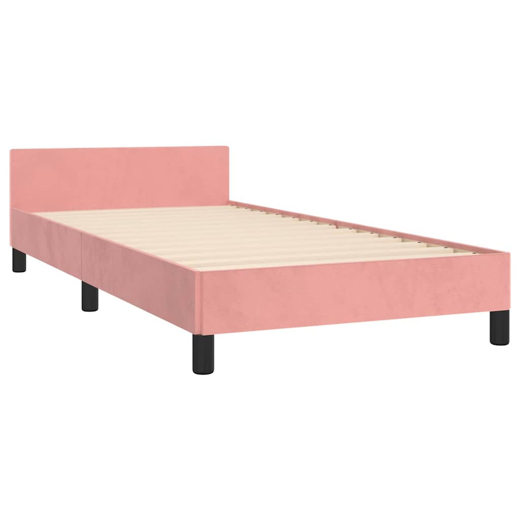 Bedframe met hoofdeinde zonder matras 90x200 cm fluweel roze