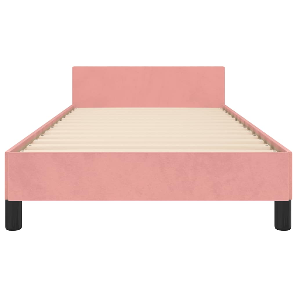 Bedframe met hoofdeinde zonder matras 90x200 cm fluweel roze