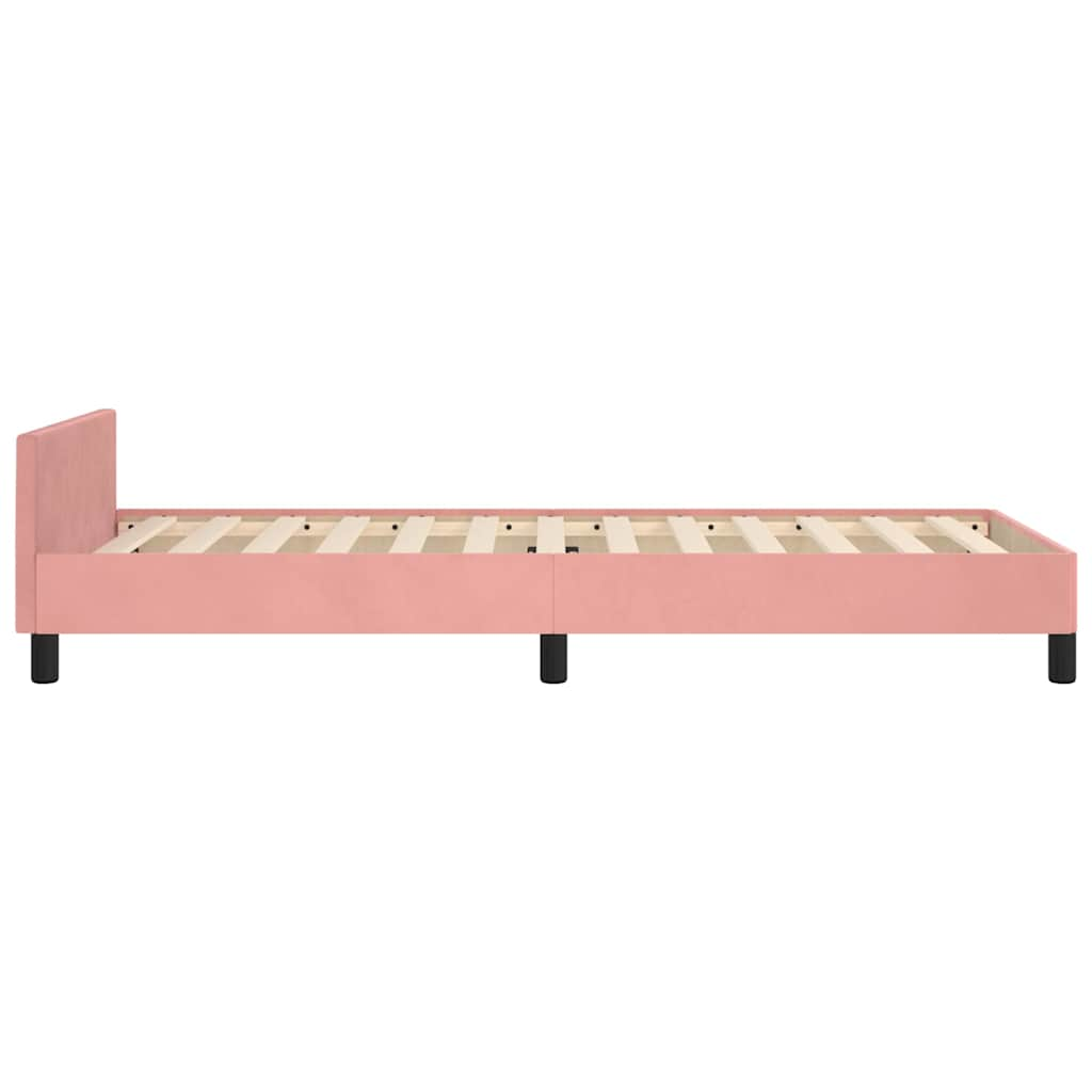 Bedframe met hoofdeinde zonder matras 90x200 cm fluweel roze