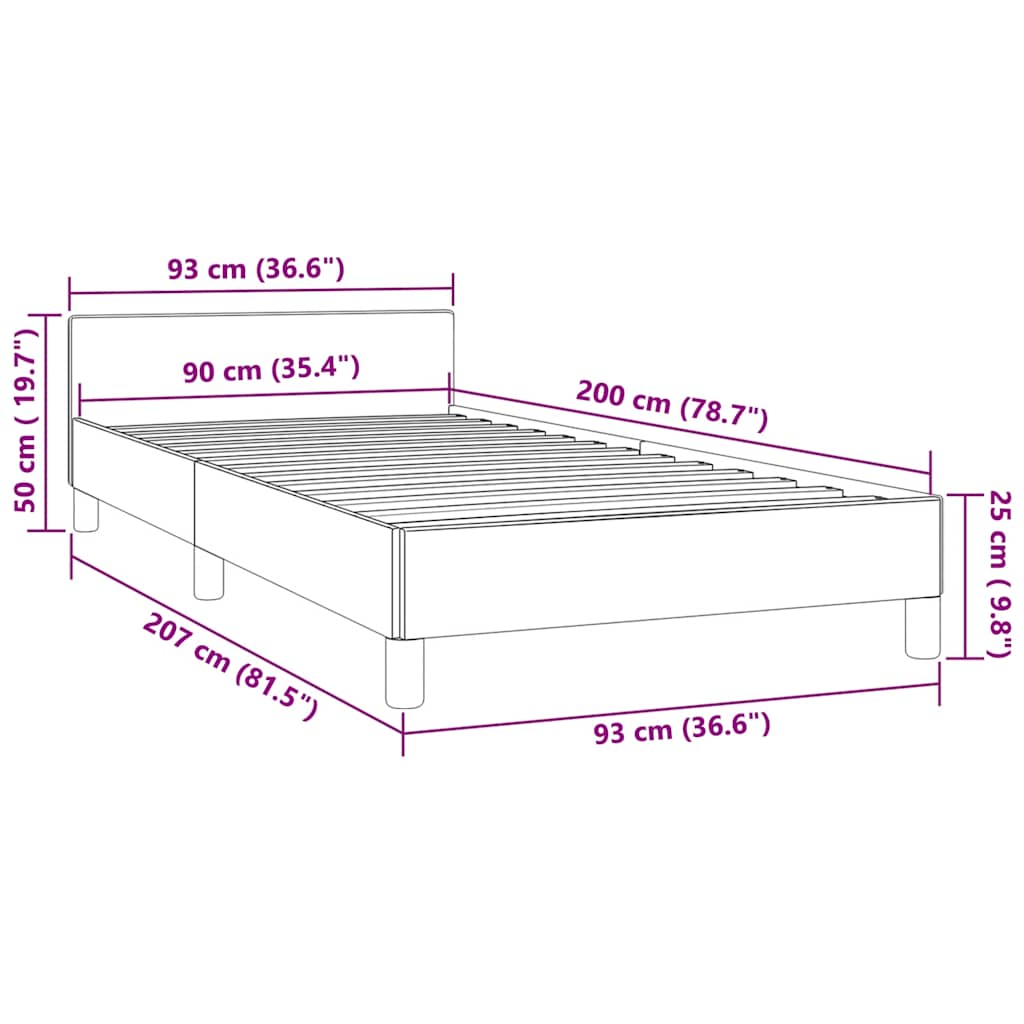 Bedframe met hoofdeinde zonder matras 90x200 cm fluweel roze