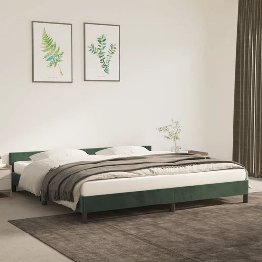 Bedframe met hoofdeinde fluweel donkergroen 200x200 cm Bedden & bedframes | Creëer jouw Trendy Thuis | Gratis bezorgd & Retour | Trendy.nl