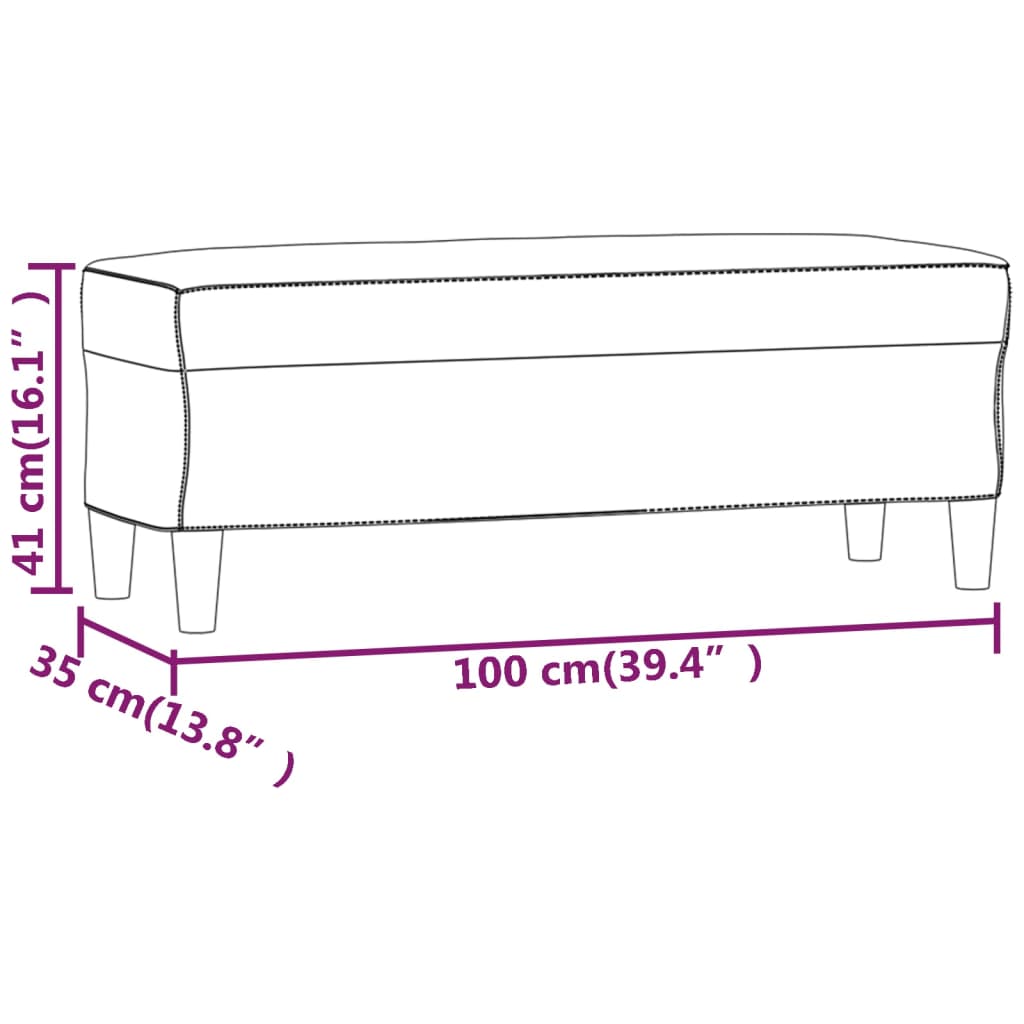 Bankje 100x35x41 cm fluweel wijnrood