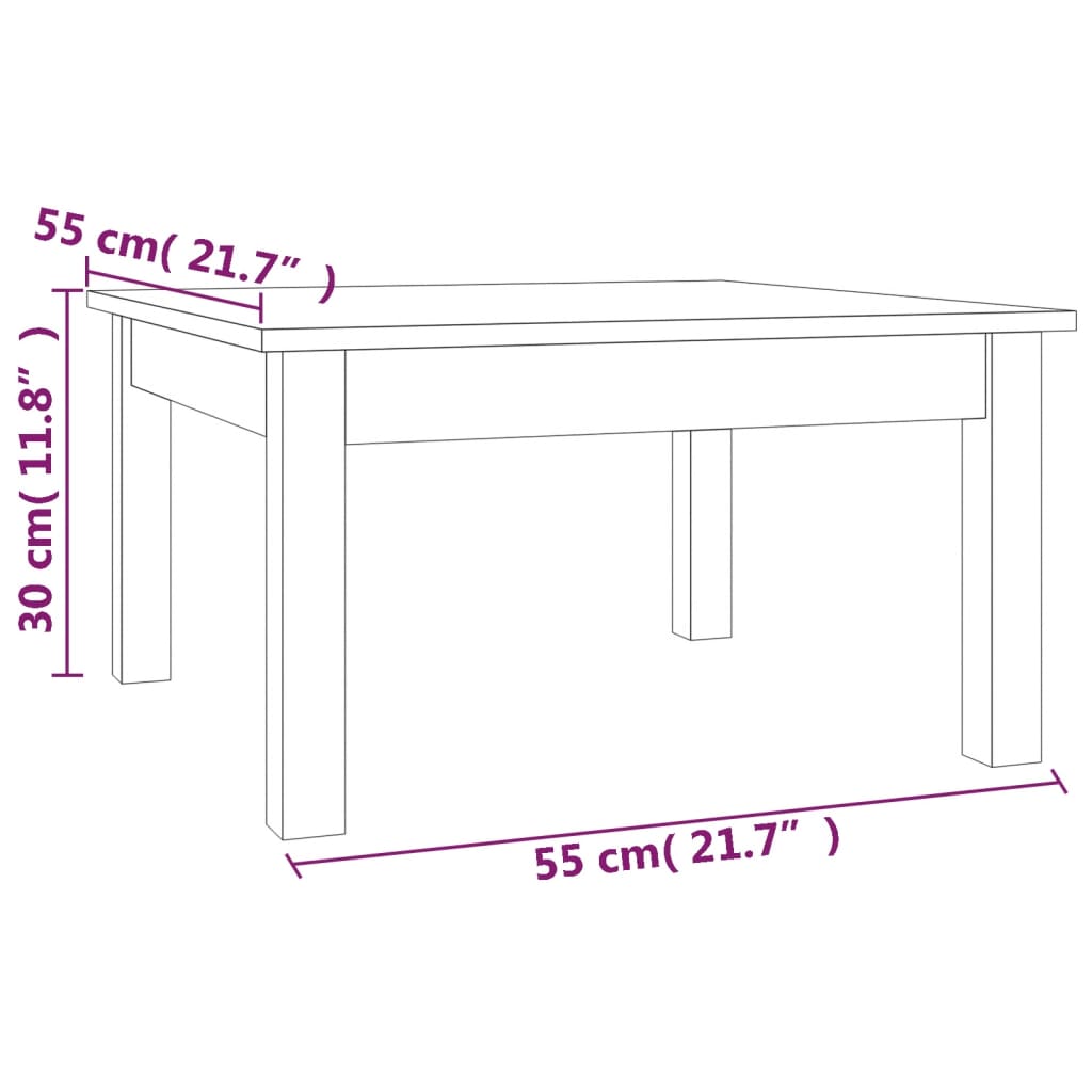 Salontafel 55x55x30 cm massief grenenhout wit