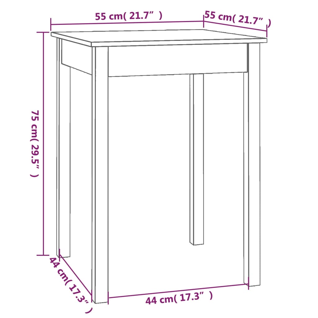 Eettafel 55x55x75 cm massief grenenhout Eettafels | Creëer jouw Trendy Thuis | Gratis bezorgd & Retour | Trendy.nl