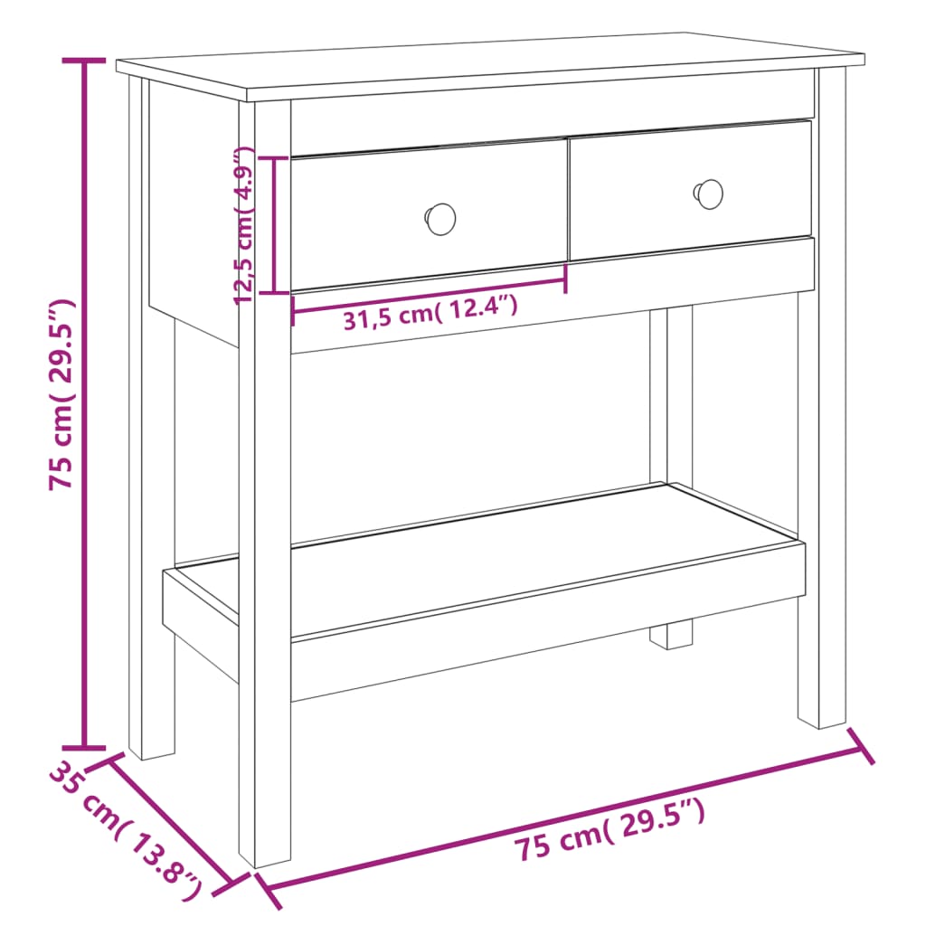 Wandtafel 75x35x75 cm massief grenenhout Bijzettafels | Creëer jouw Trendy Thuis | Gratis bezorgd & Retour | Trendy.nl