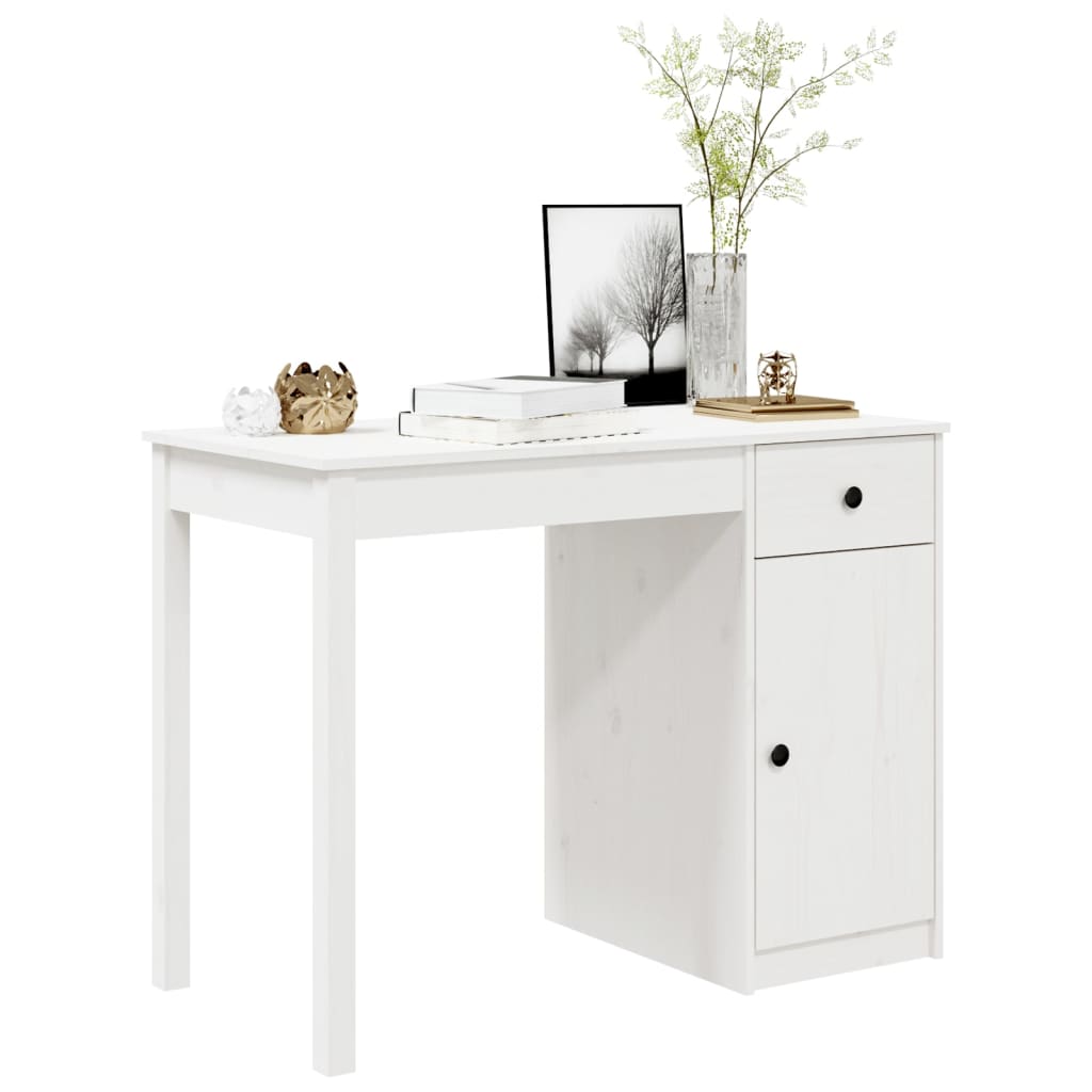 Bureau 100x50x75 cm massief grenenhout wit Bureaus | Creëer jouw Trendy Thuis | Gratis bezorgd & Retour | Trendy.nl