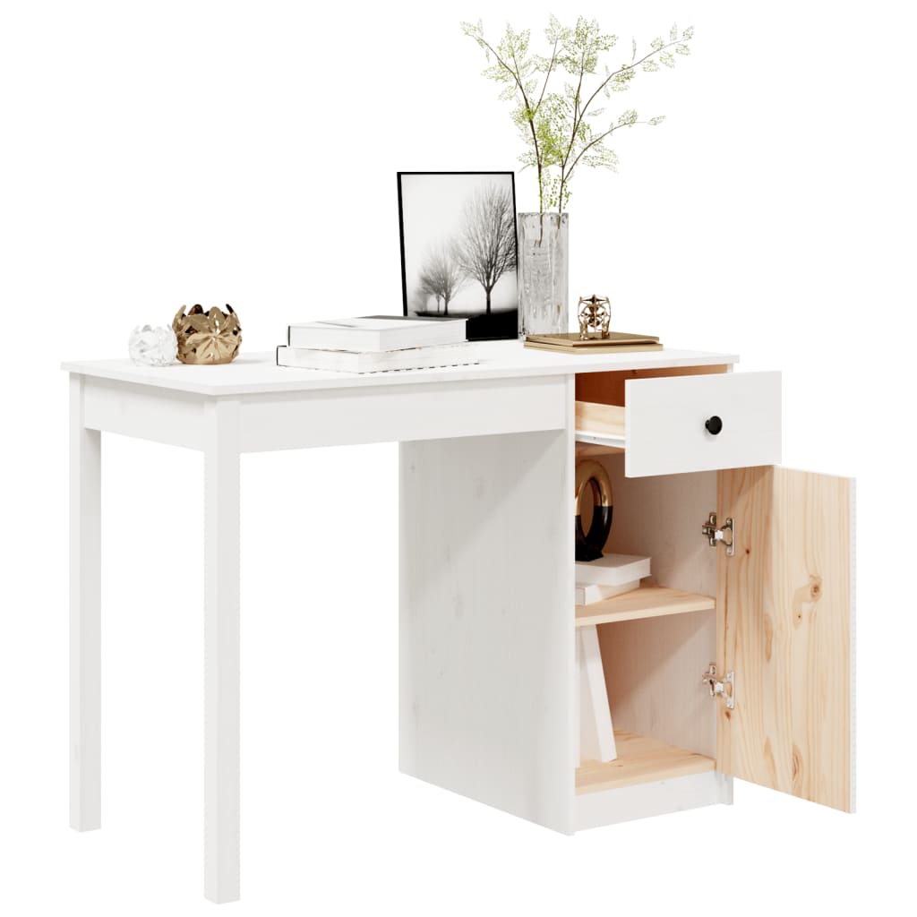 Bureau 100x50x75 cm massief grenenhout wit Bureaus | Creëer jouw Trendy Thuis | Gratis bezorgd & Retour | Trendy.nl