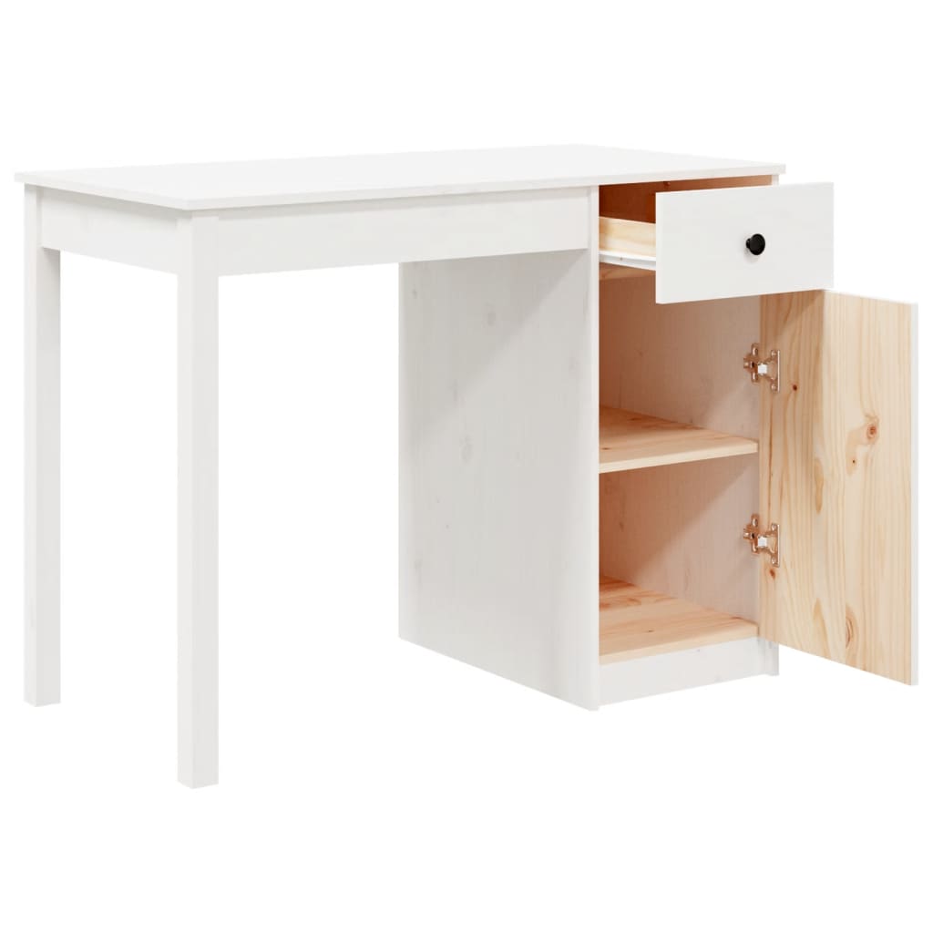 Bureau 100x50x75 cm massief grenenhout wit Bureaus | Creëer jouw Trendy Thuis | Gratis bezorgd & Retour | Trendy.nl