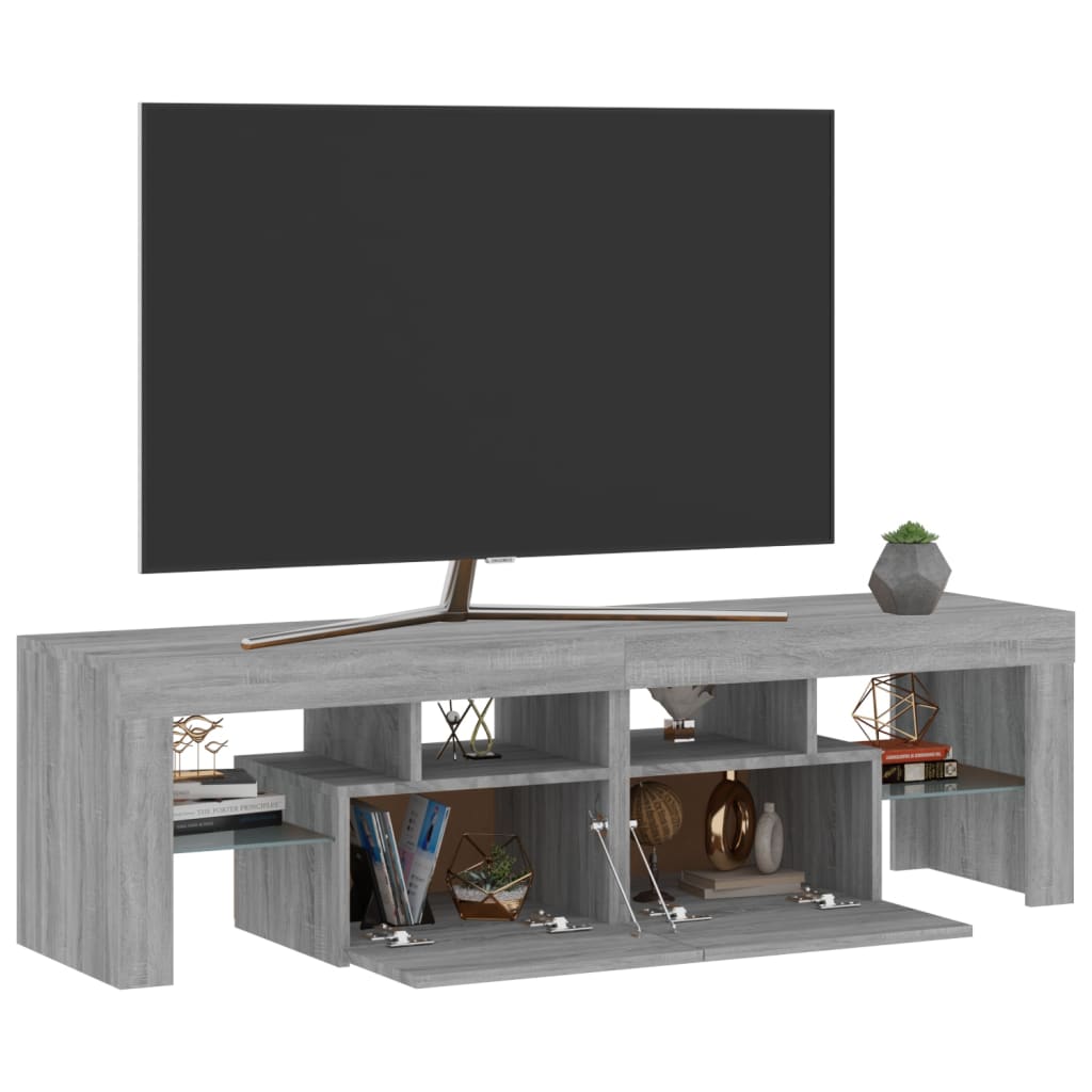 Tv-meubel met LED-verlichting 140x36,5x40 cm grijs sonoma eiken Tv-meubels | Creëer jouw Trendy Thuis | Gratis bezorgd & Retour | Trendy.nl