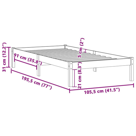 Bedframe zonder matras massief grenenhout 100x190 cm twin Bedden & bedframes | Creëer jouw Trendy Thuis | Gratis bezorgd & Retour | Trendy.nl