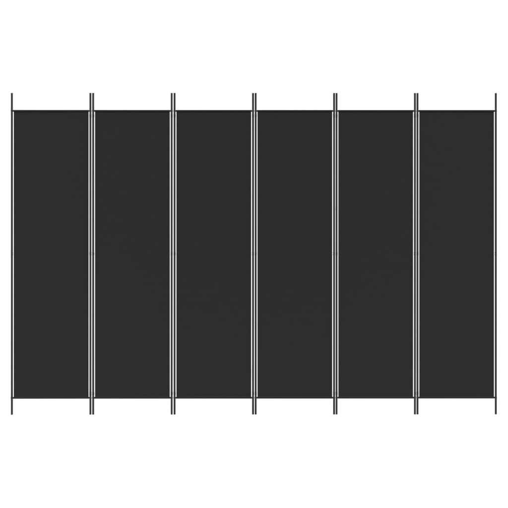 Kamerscherm met 6 panelen 300x200 cm stof zwart Kamerschermen | Creëer jouw Trendy Thuis | Gratis bezorgd & Retour | Trendy.nl