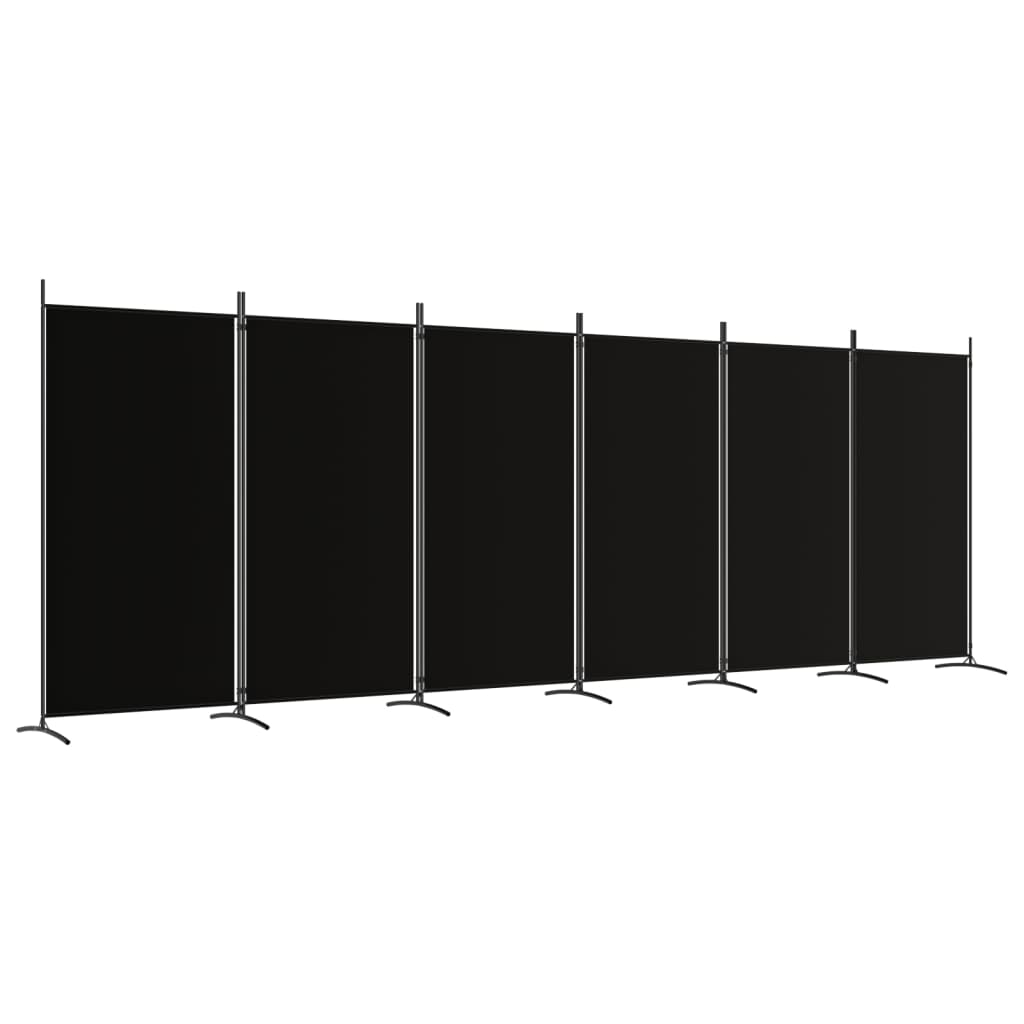 Kamerscherm met 6 panelen 520x180 cm stof zwart Kamerschermen | Creëer jouw Trendy Thuis | Gratis bezorgd & Retour | Trendy.nl