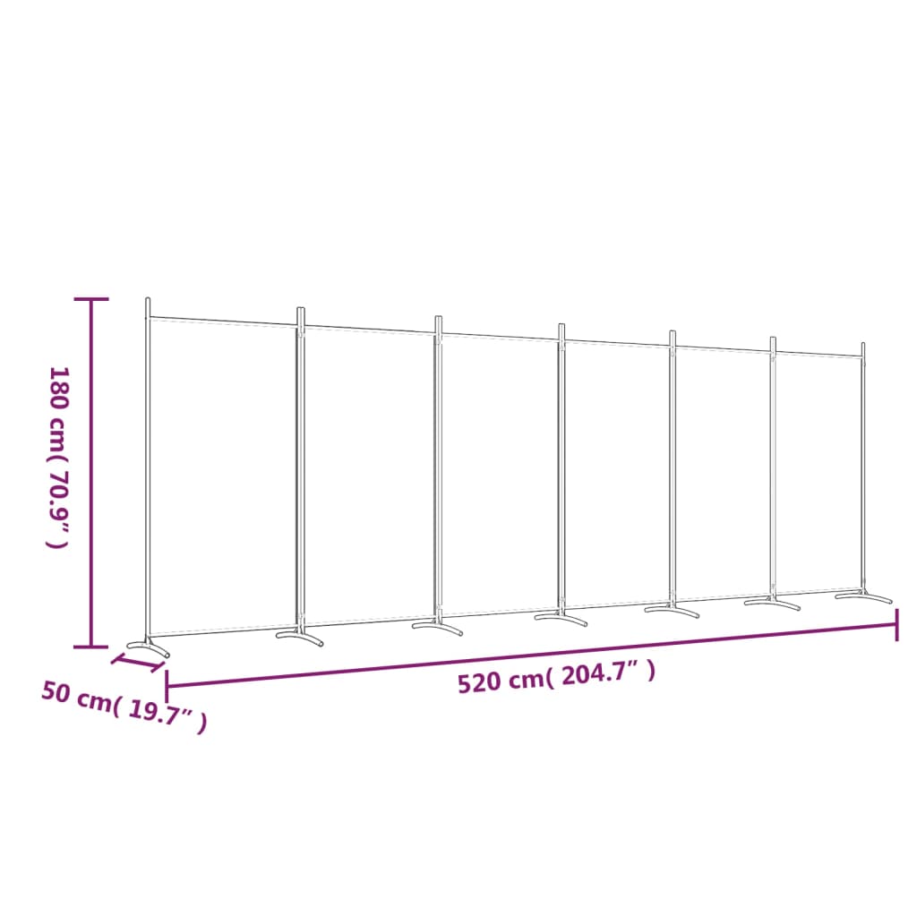 Kamerscherm met 6 panelen 520x180 cm stof zwart Kamerschermen | Creëer jouw Trendy Thuis | Gratis bezorgd & Retour | Trendy.nl